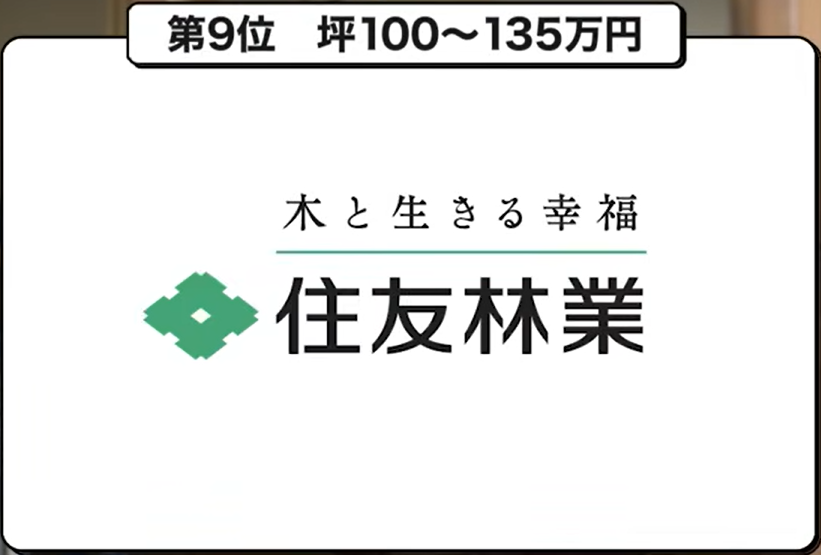 坪単価ランキング第9位：住友林業