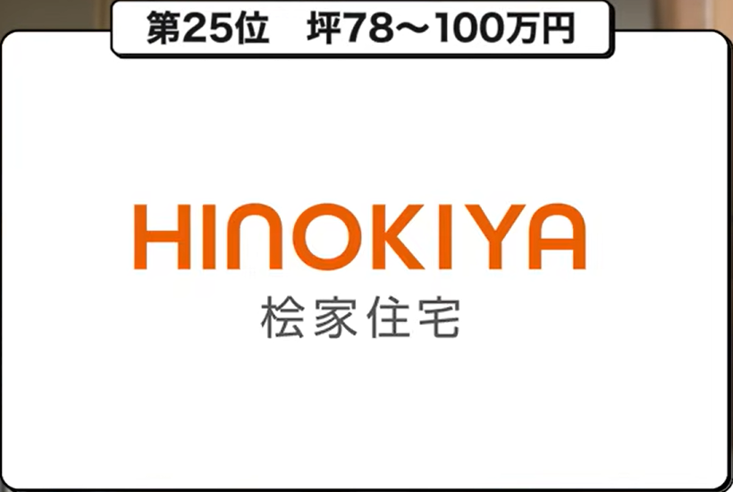 坪単価ランキング第25位：桧家住宅