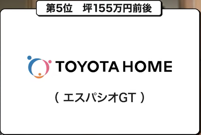 坪単価ランキング第5位：トヨタホーム（エスパシオGT）
