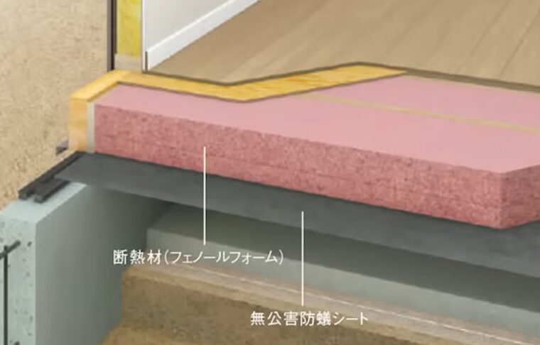 床下断熱のフェノールフォーム160mm