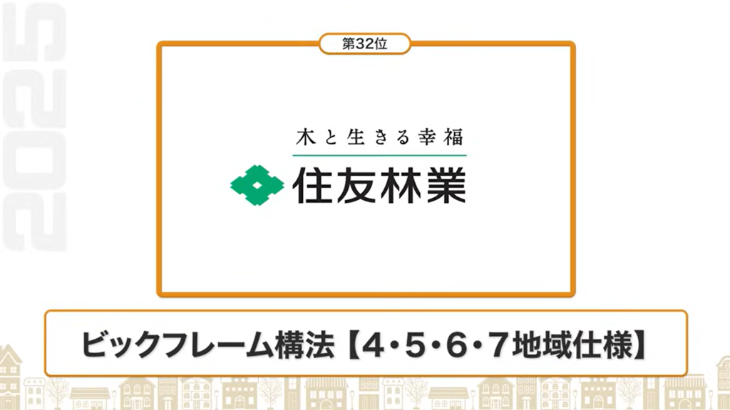 断熱性能ランキング32位：住友林業（ビックフレーム構法【4・5・６・７地域仕様】）