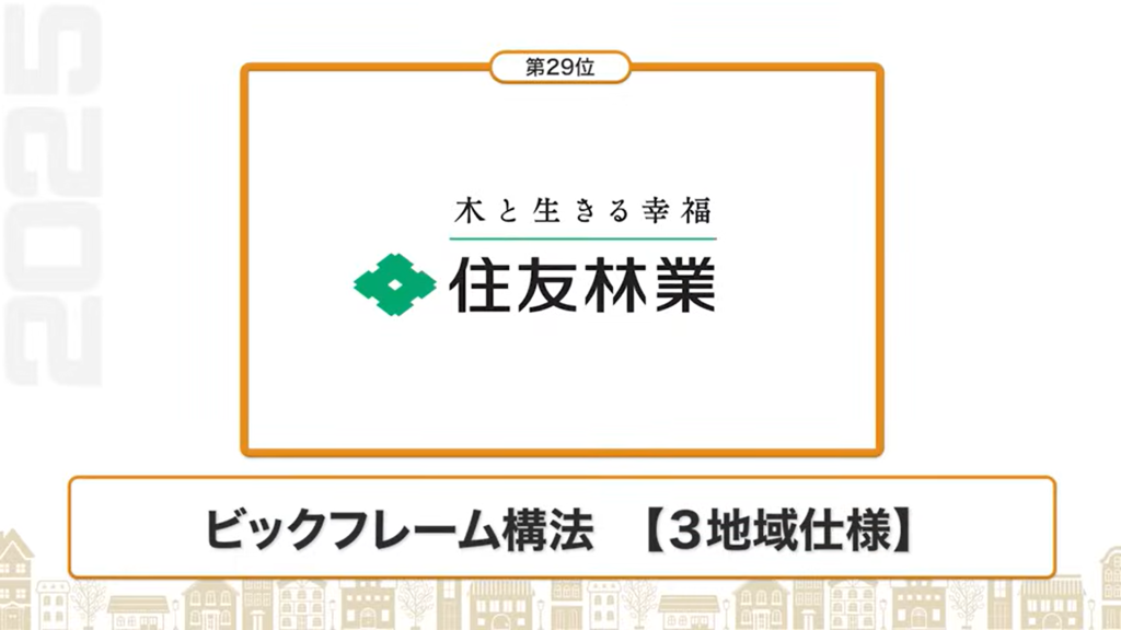 断熱性能ランキング29位：住友林業（ビックフレーム構法【3地域仕様】）