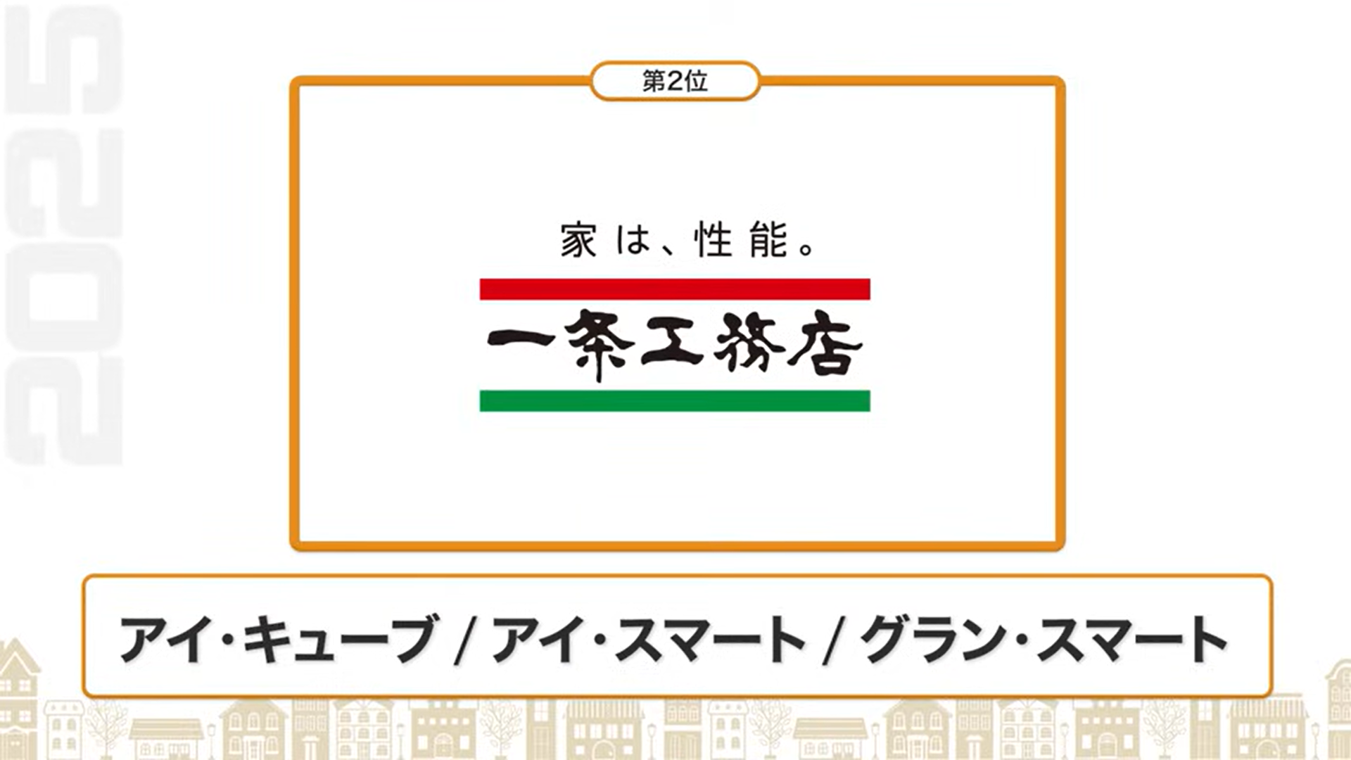 断熱性能ランキング2位：一条工務店（アイ・キューブ/アイ・スマート/グラン・スマート）