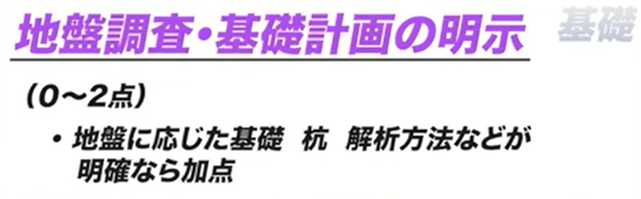 地盤調査・基礎計画の明示（0点〜2点）
