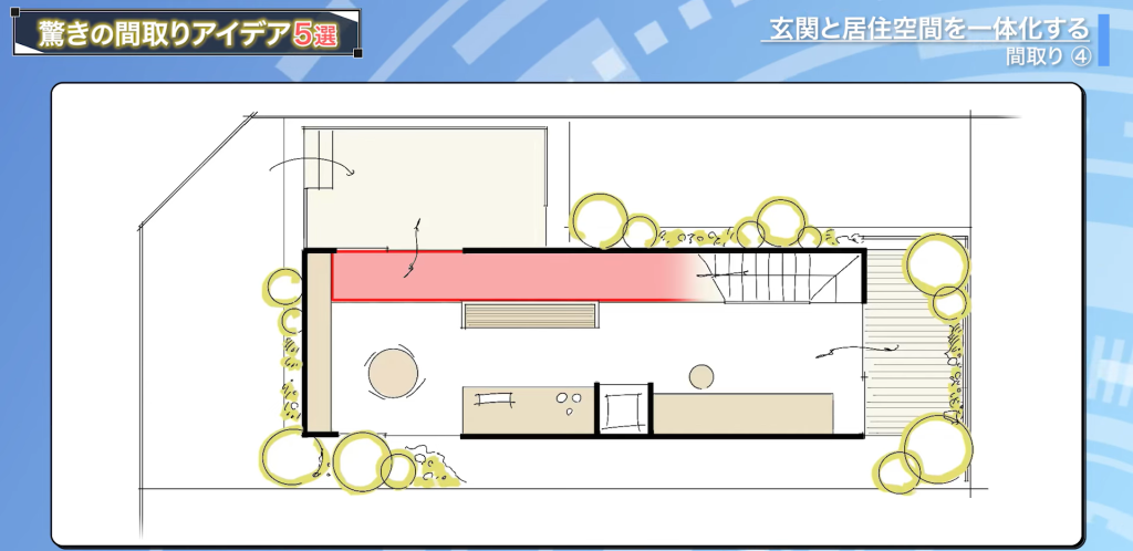 玄関と住居空間を一体化する間取り