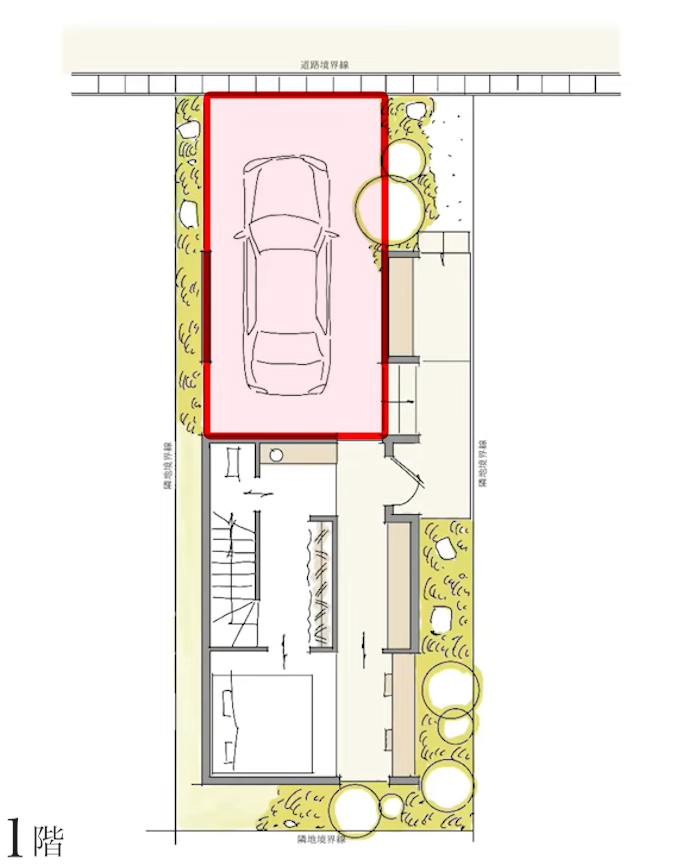 ビルトインカーポートスペースが1台分