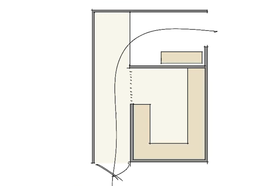 玄関をそのアプローチの延長として設計