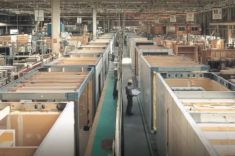 セキスイハイムの工場の様子