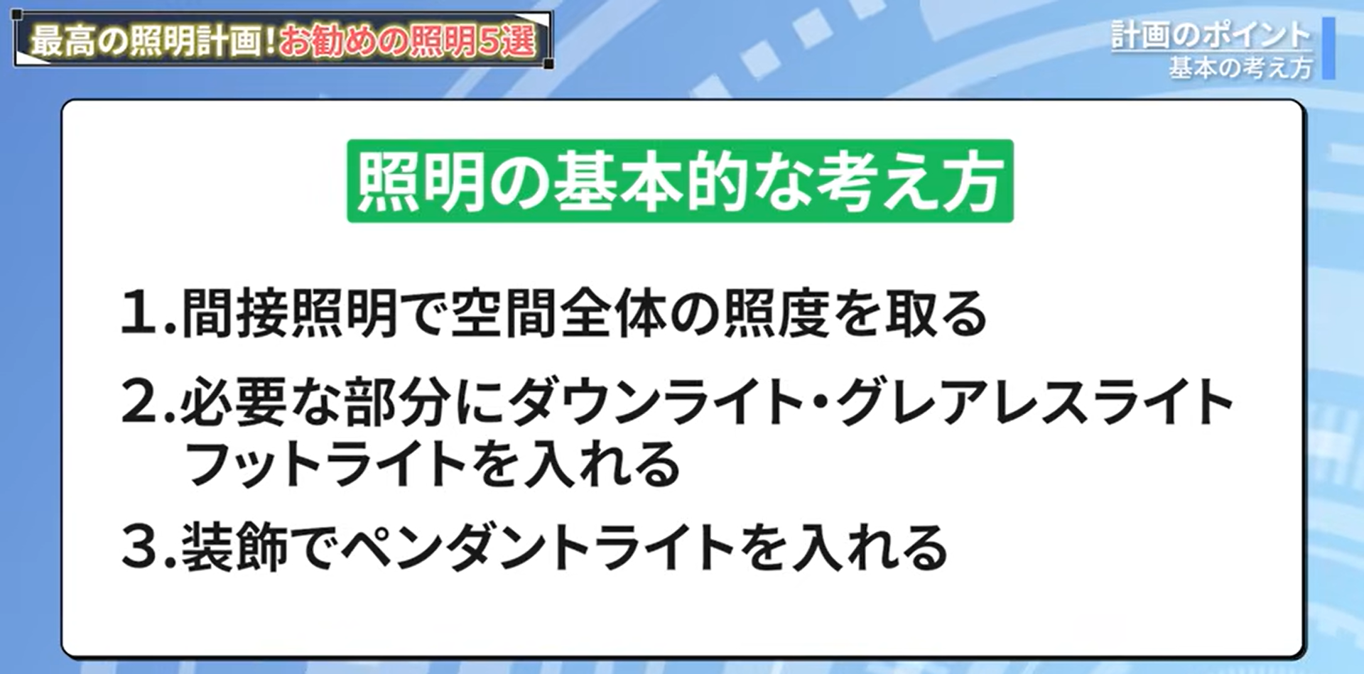 照明の基本的な考え方
