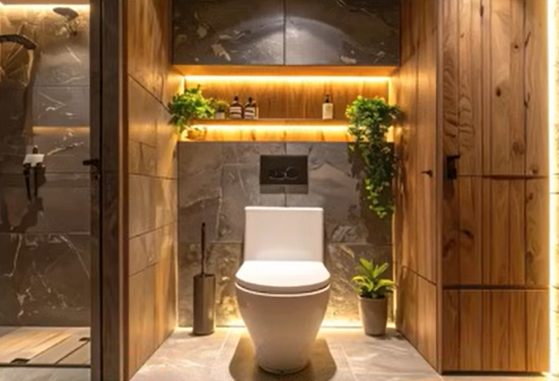 間接照明を埋め込んだトイレ