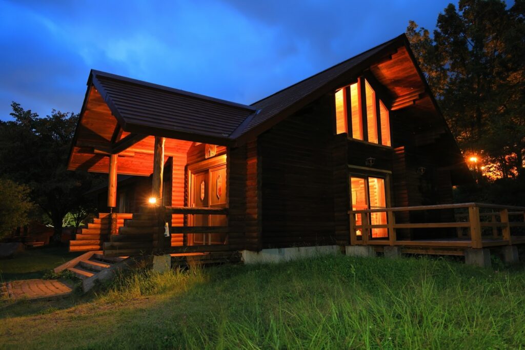 田舎にあるログハウス