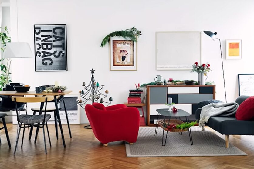 クリスマスっぽい色を使ったインテリア