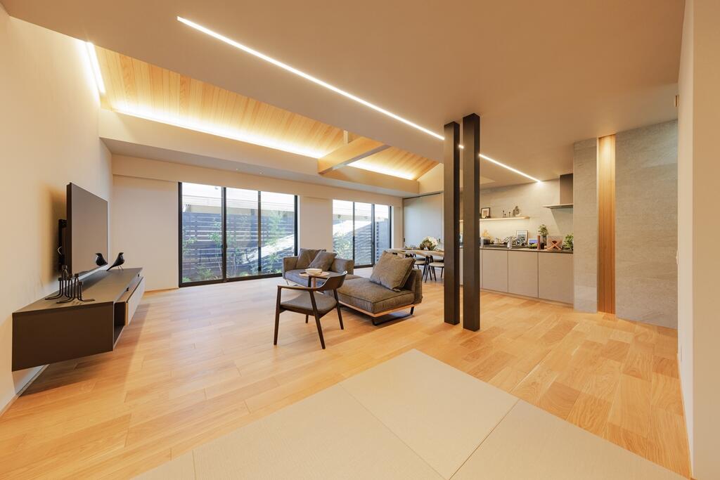 【33坪】閑静な住宅街に建つ、石貼りの外壁